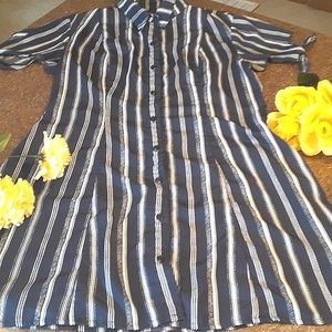 R Wish Blue Striped Dress,Size M,Tie Sleeves